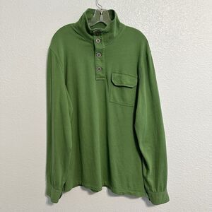 Martin Osa Sweater Mens Large Green Pullover Cotton Blend Button Mock Neck